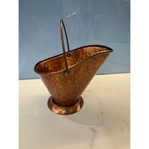 Gregorian Copper Hand Hammered Miniature Coal Scuttle Bucket Made in USA Vintage